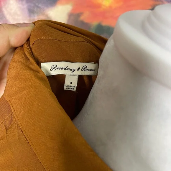 Broadway and Broome Madewell silk Midi Fit & Flare Dress 4 Career Minimalist - Picture 8 of 12